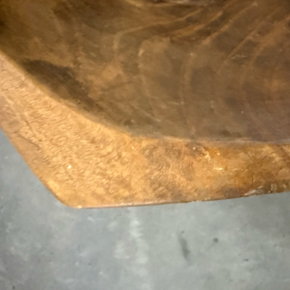 Hand Carved Solid Wood Rectangular Dough Bowl 17-1/2” x 8-1/2” - Picture 3 of 9